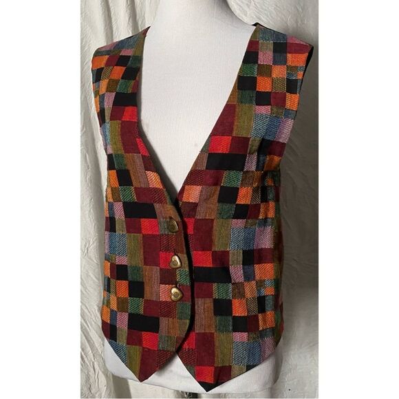 The Limited, Vintage, Plaid, Festive, Sleeveless Vest, OSFM - Picture 4 of 11